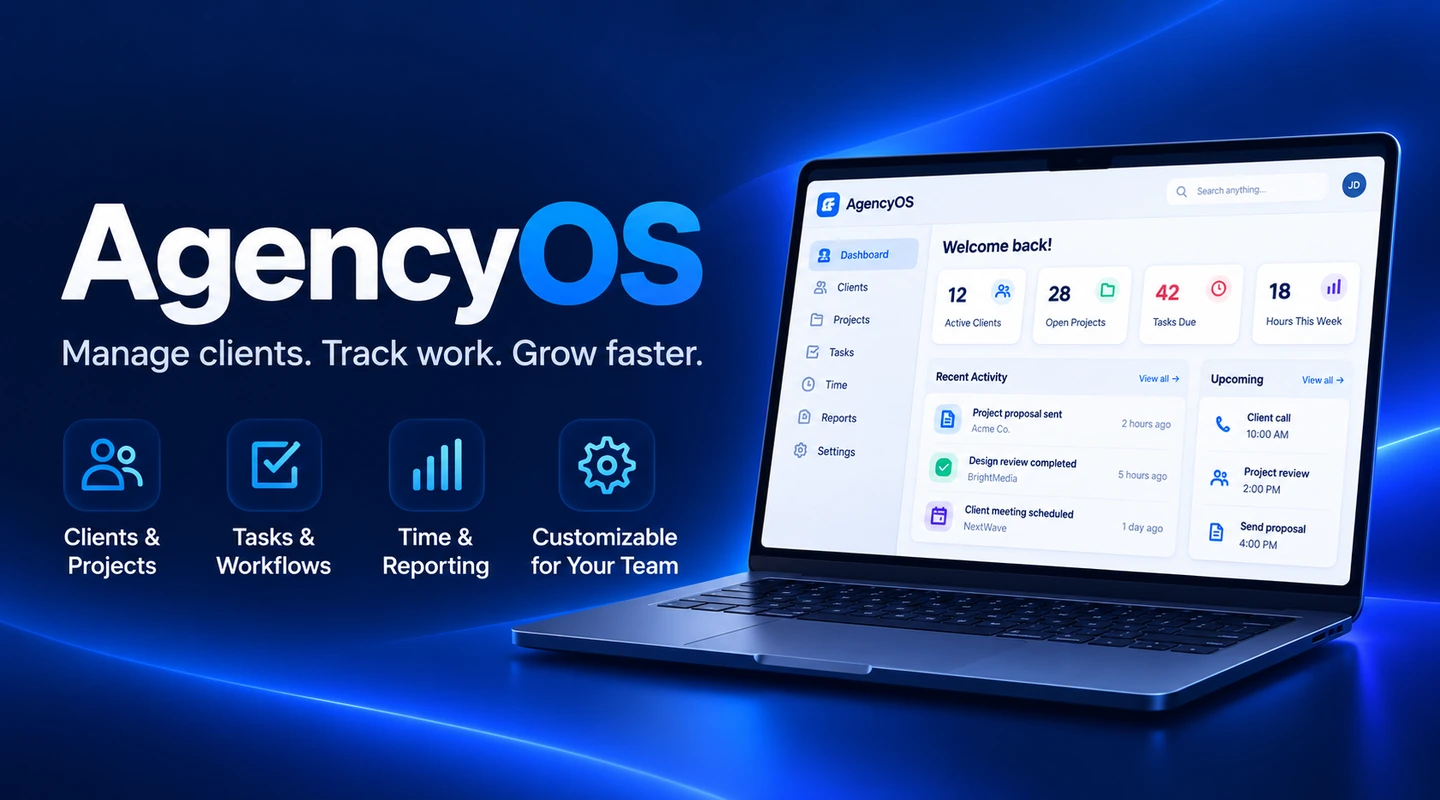 AgencyOS agency operations dashboard and workflow artwork